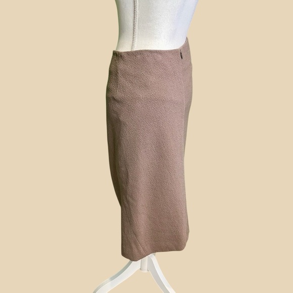 NWT Donna Karan Collection Wool Crepe Pintucked Design Pencil Skirt in Nougatine - Picture 8 of 14